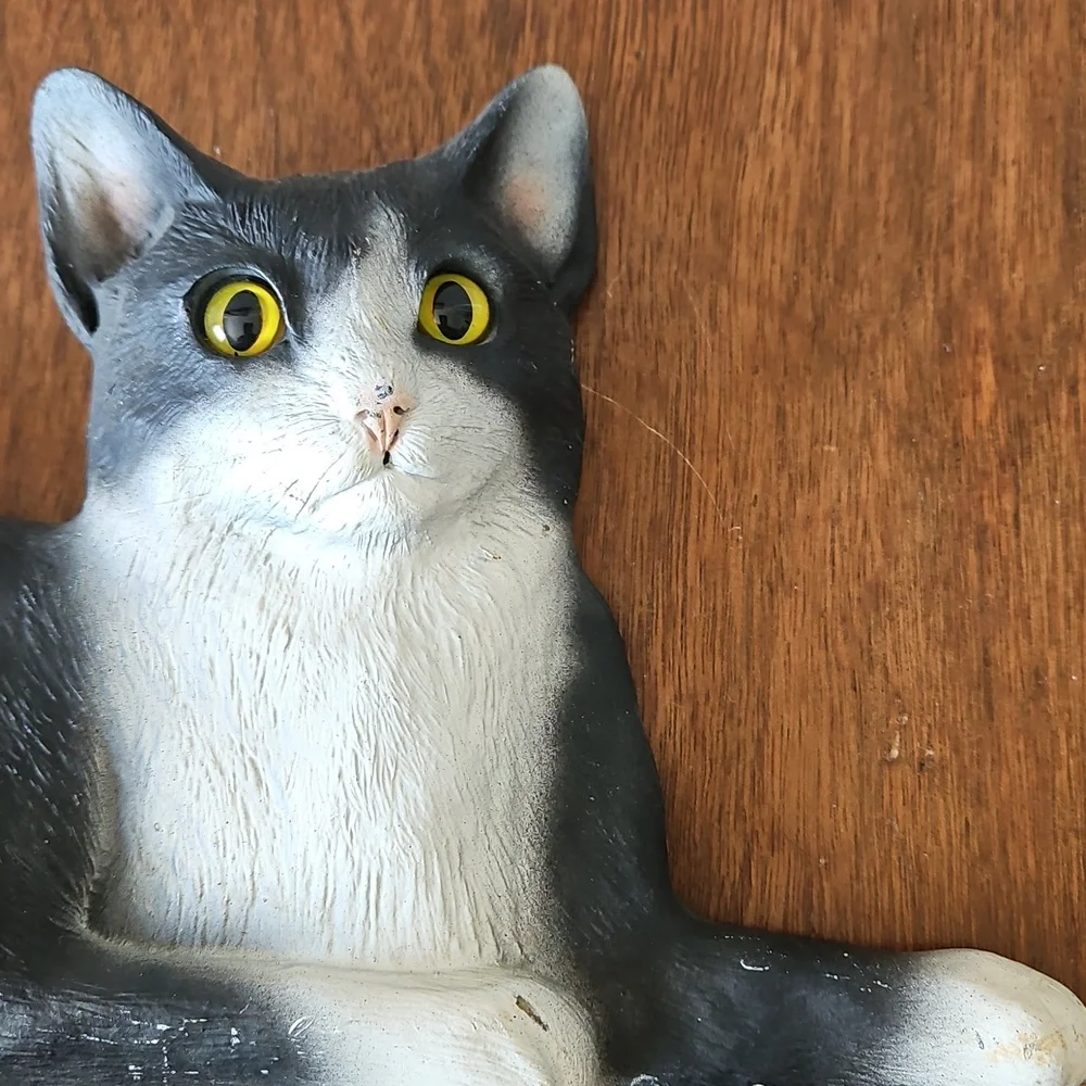 Vintage 90's Door Topper Or Shelf Sitter Tuxedo Cats By CBC & Young Concepts - Picture 14 of 16